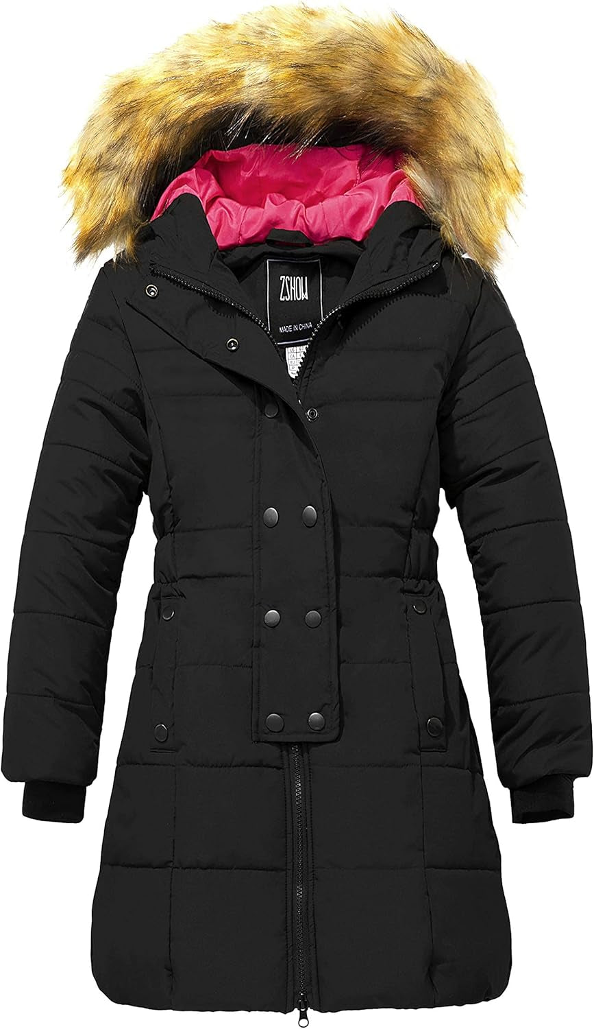 Girls' Long Winter Coat Parka Waterproof Warm Puffer Jacket