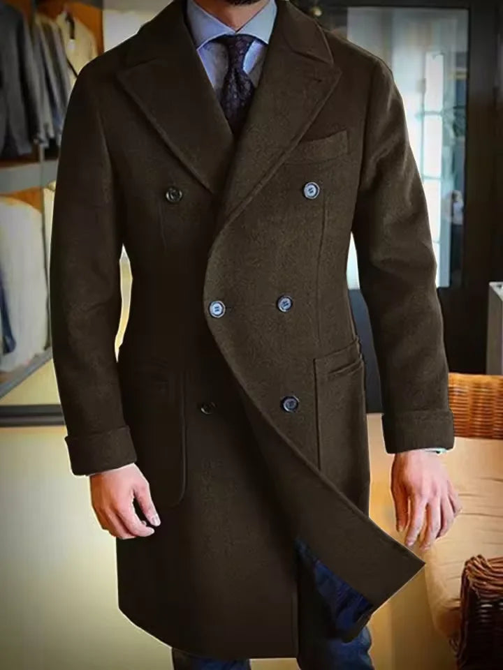 2025 New Men's Wool Coat Long Lapel Double-breasted Men's Winter Coat Casual Fashion Comfortable Slim Customized High Quality