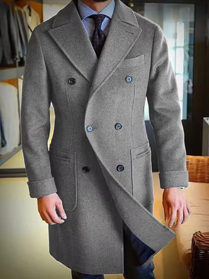 2025 New Men's Wool Coat Long Lapel Double-breasted Men's Winter Coat Casual Fashion Comfortable Slim Customized High Quality