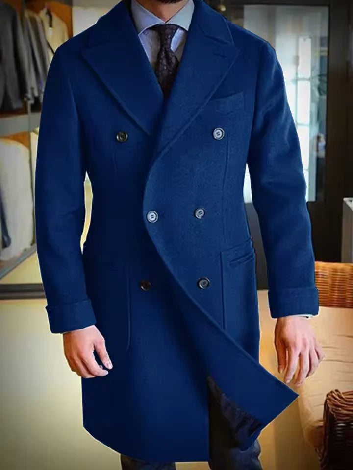 2025 New Men's Wool Coat Long Lapel Double-breasted Men's Winter Coat Casual Fashion Comfortable Slim Customized High Quality