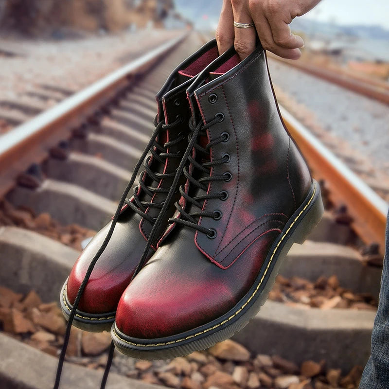 Fashion Men's Boots British Style High Top Casual Sneakers Men Luxury Designer Work Shoes Outdoor Anti slip Motorcycle Boots Mal