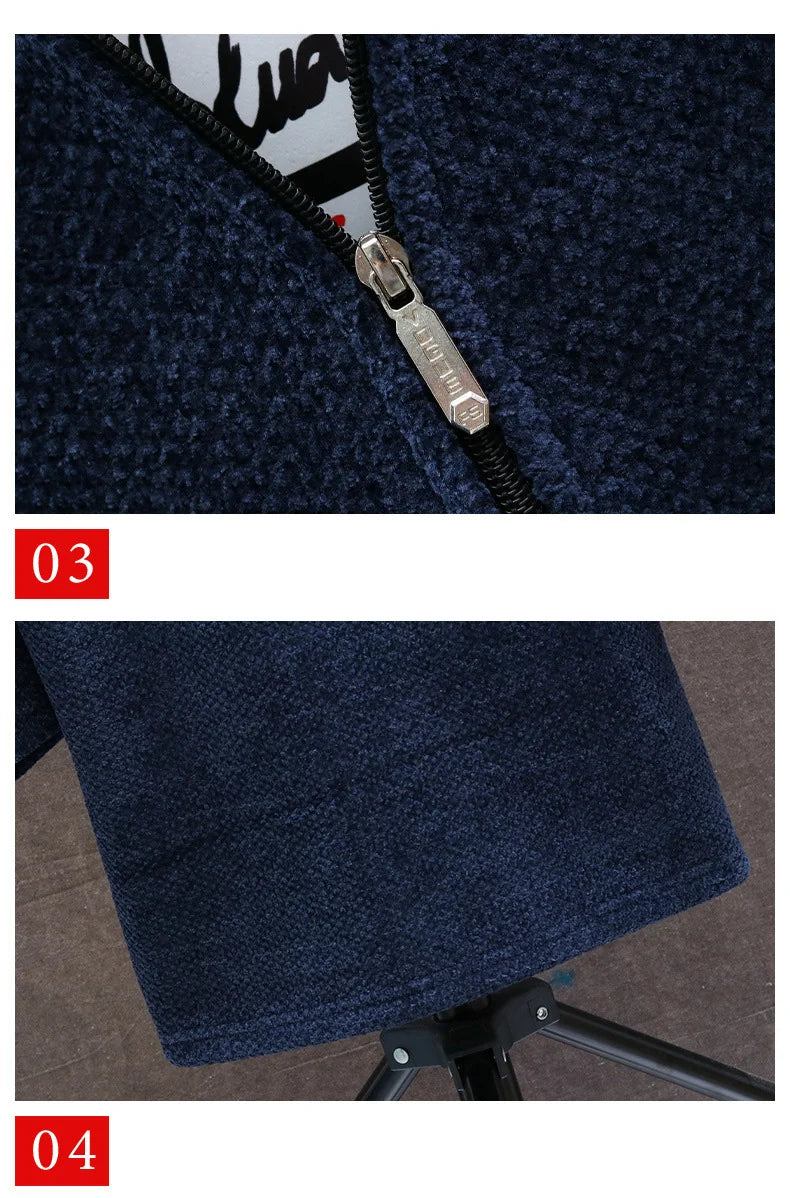 Men's Winter Thicken Sweatercoat Fleece Cardigan Jacket Male Slim Sweaters Long Hooded Sweater Warm Outwear Coats Plus Size 4XL