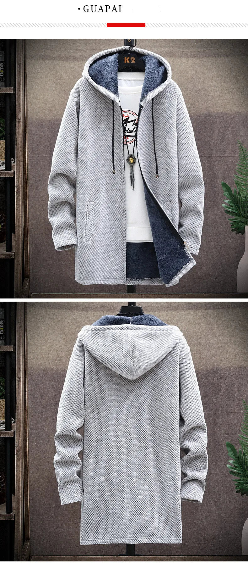 Men's Winter Thicken Sweatercoat Fleece Cardigan Jacket Male Slim Sweaters Long Hooded Sweater Warm Outwear Coats Plus Size 4XL
