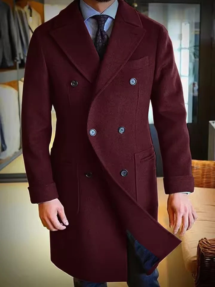 2025 New Men's Wool Coat Long Lapel Double-breasted Men's Winter Coat Casual Fashion Comfortable Slim Customized High Quality