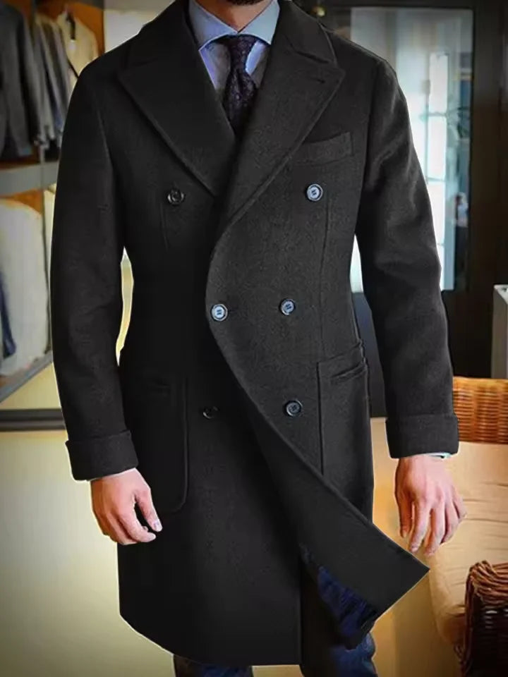 2025 New Men's Wool Coat Long Lapel Double-breasted Men's Winter Coat Casual Fashion Comfortable Slim Customized High Quality