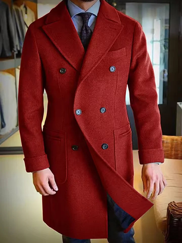2025 New Men's Wool Coat Long Lapel Double-breasted Men's Winter Coat Casual Fashion Comfortable Slim Customized High Quality