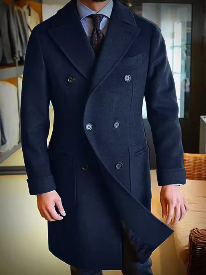 2025 New Men's Wool Coat Long Lapel Double-breasted Men's Winter Coat Casual Fashion Comfortable Slim Customized High Quality
