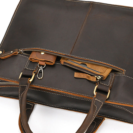 14-inch Commuter Business Briefcase - Retro Crazy Horse Leather