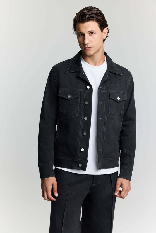 JENDUE Livorno Denim Jacket - Men's Dark Wash Jean Jacket