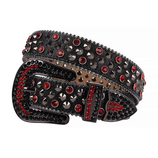 Black Strap Men Women Rhinestone Belt
