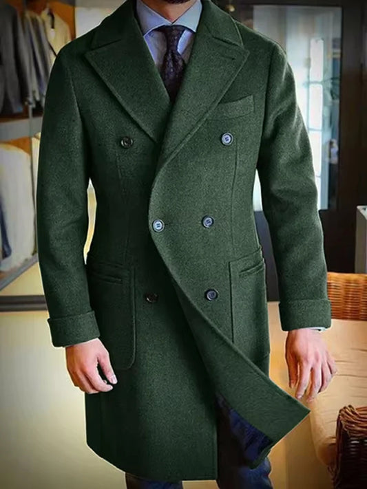 2025 New Men's Wool Coat Long Lapel Double-breasted Men's Winter Coat Casual Fashion Comfortable Slim Customized High Quality