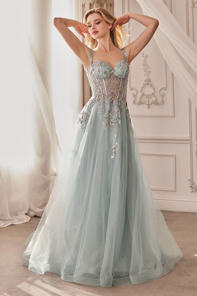 Embellished A-Line Tulle Ball Gown