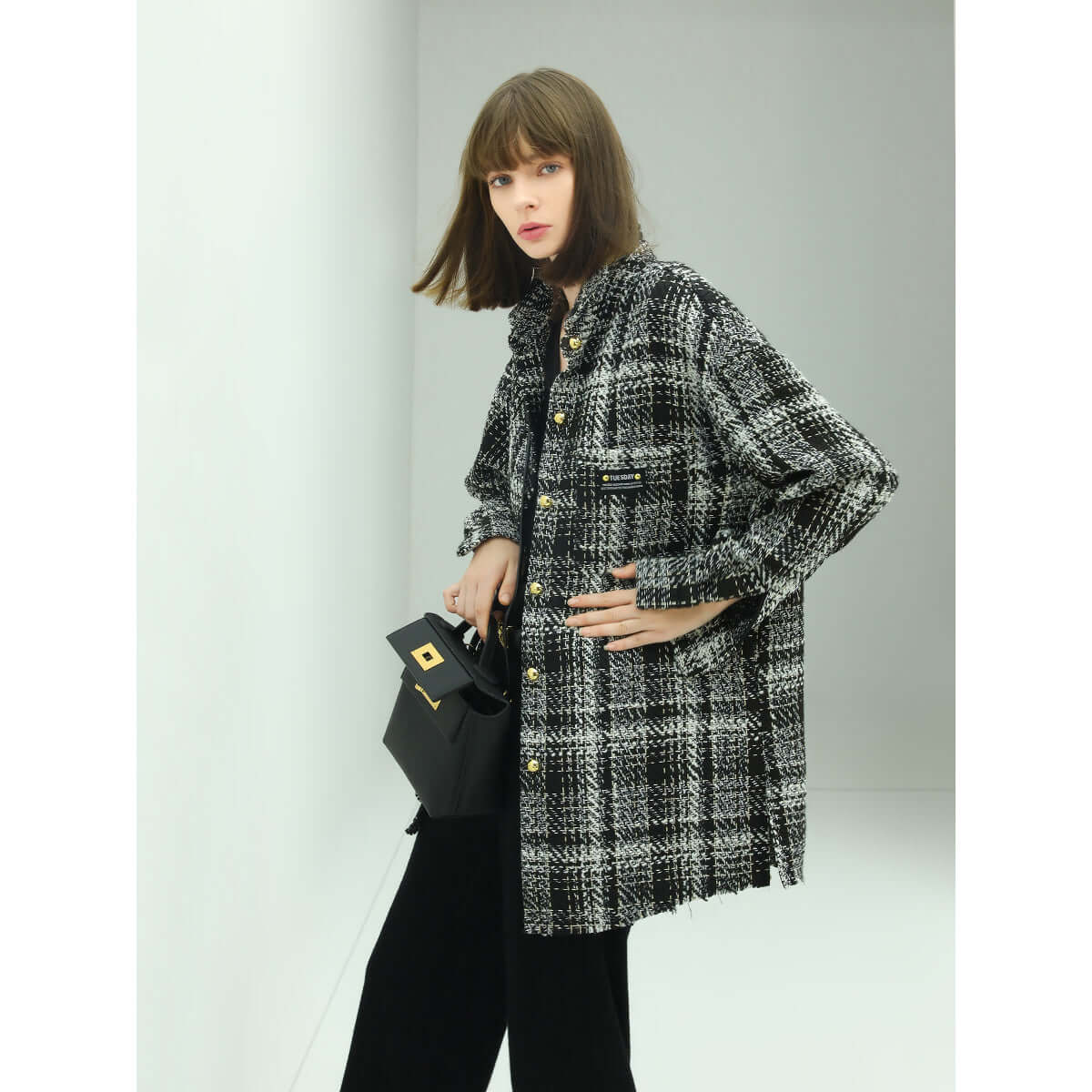 Classic Tweed Checkered Coat-1