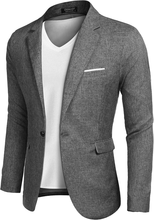 Men'S Blazer Casual Sport Coats Slim Fit One Button Suit Jacket Lightweight Sports Jacket