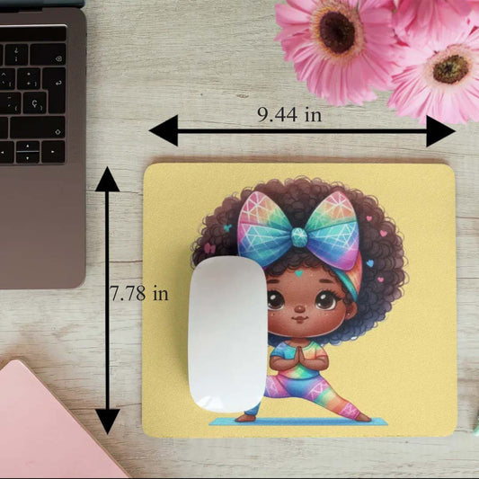 Afro Girl Yoga Pose Non-Slip Computer Mousepad Mouse Pad