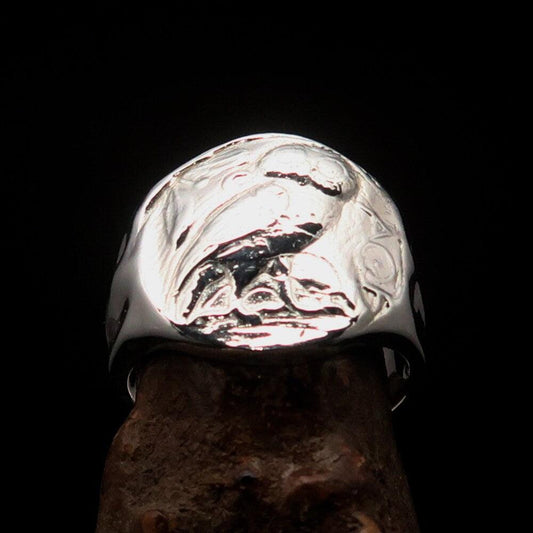 Owl Ring, Men's Ring, ancient Greek Coin Ring, Owl Drachma Ring, Men's Pinky Ring, Sterling Silver Ring, Owl Coin Ring, handmade silver ring-0