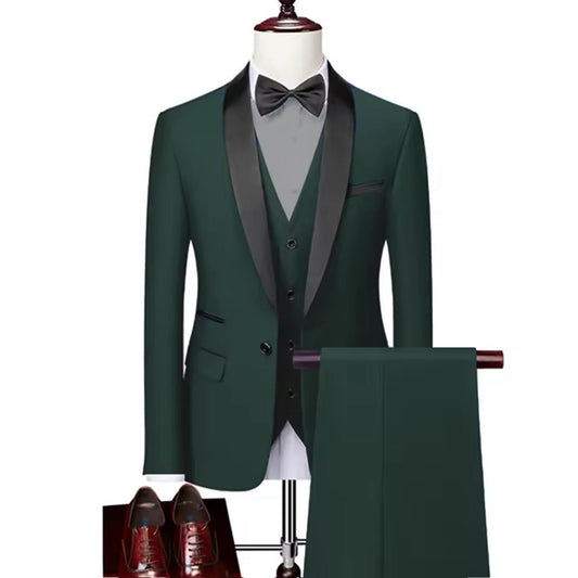 Mens Skinny 3-Piece Tuxedo Set Formal Suit (Green)