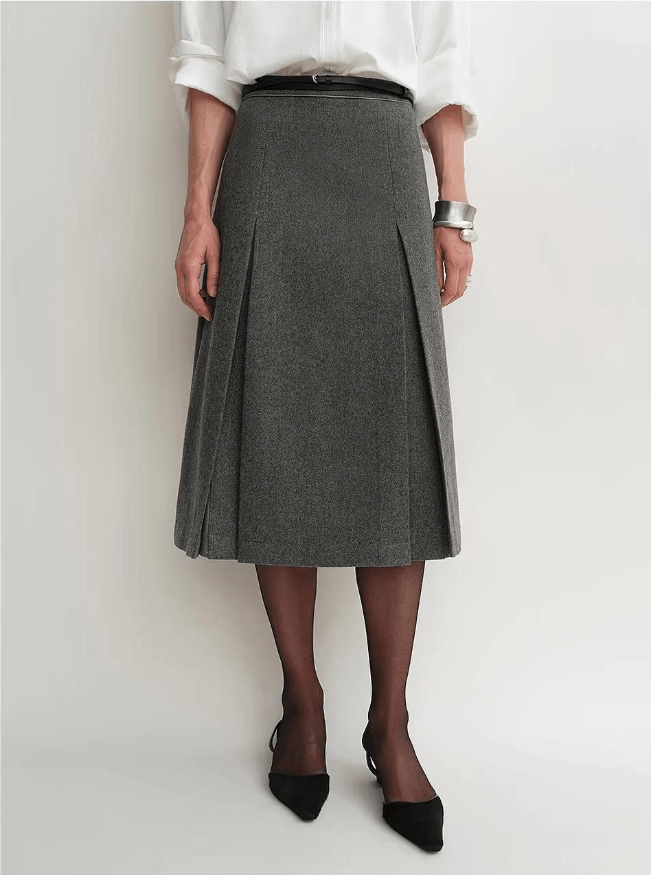 THE ARTM Women's Wool Suit Set - Fitted Blazer & A-Line Skirt