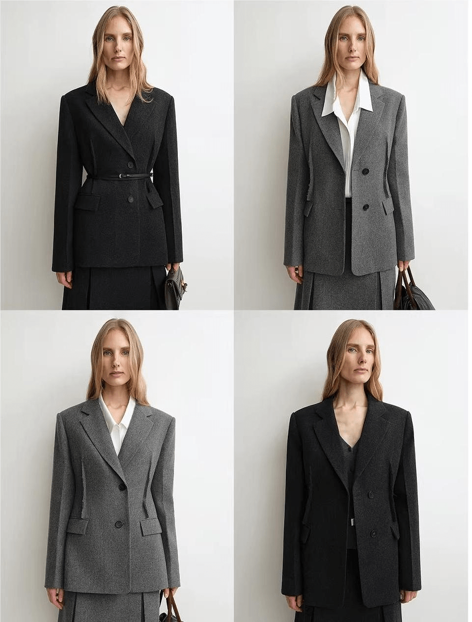 THE ARTM Women's Wool Suit Set - Fitted Blazer & A-Line Skirt